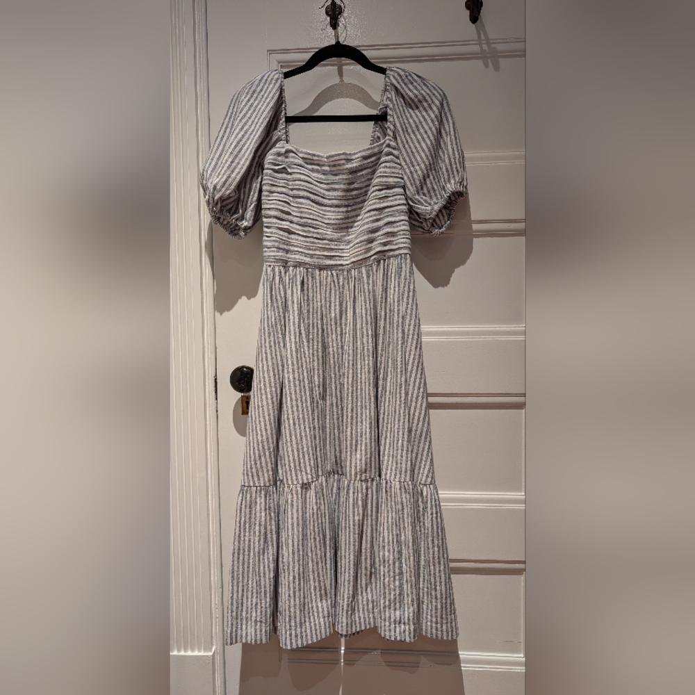 Abercrombie & Fitch Blue and White Striped Long Sleeve Dress